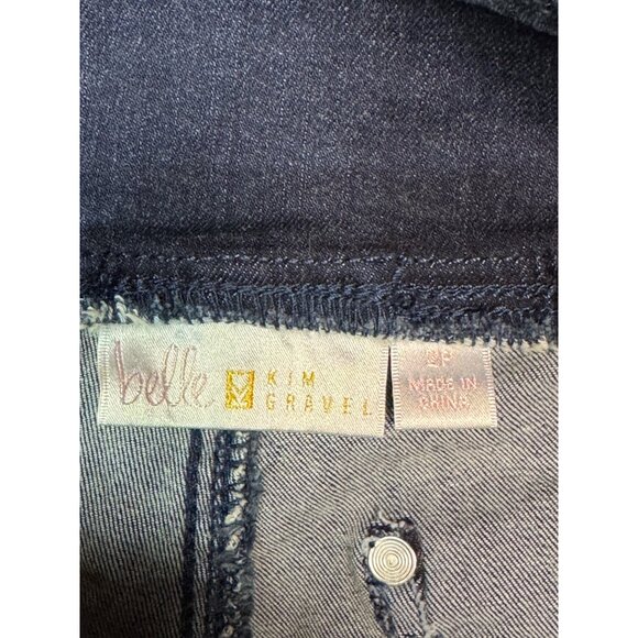 Belle By Kim Gravel  womens 2P Dark Wash Denim Pants With Embellished Cuff - Picture 10 of 13